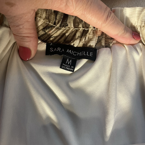 Vintage Y2K Sara Michelle Skirt Women Medium Beige Floral Whimsey Ruffle High Lo - Picture 6 of 9
